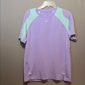 Fabletics Lavender and Aqua Short Sleeve Tee
